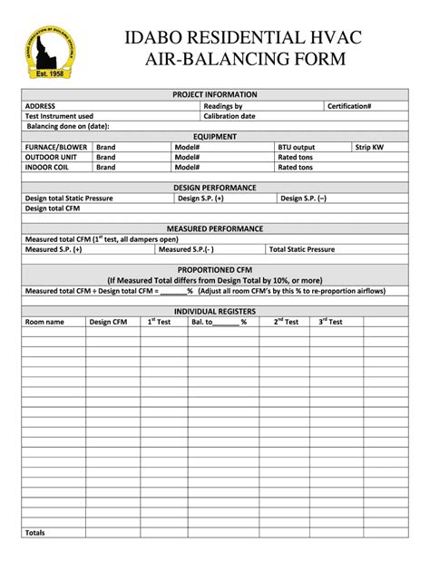 air balance report template